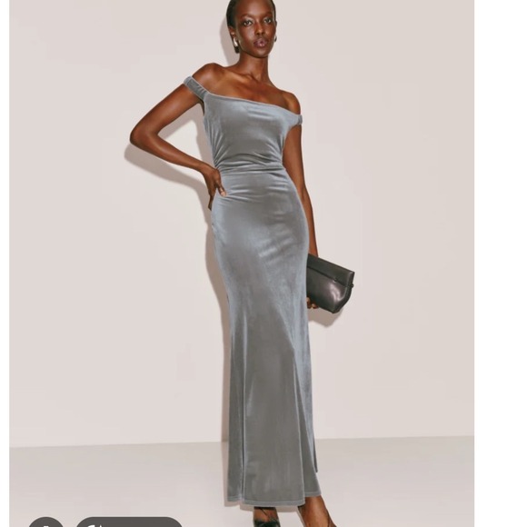 Reformation Dresses & Skirts - Reformation Ritz Knit Dress Elegant Gray Velvet Maxi Dress Evening Gown Formal M